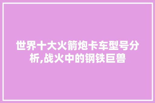 世界十大火箭炮卡车型号分析,战火中的钢铁巨兽