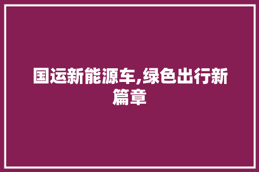 国运新能源车,绿色出行新篇章