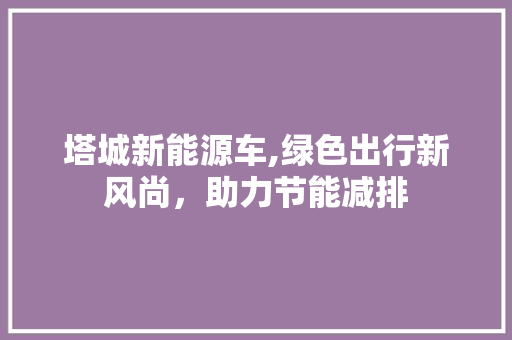 塔城新能源车,绿色出行新风尚，助力节能减排
