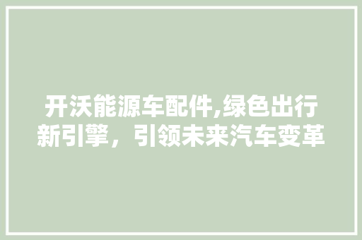 开沃能源车配件,绿色出行新引擎，引领未来汽车变革 智能驾驶