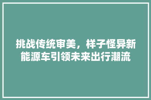 挑战传统审美，样子怪异新能源车引领未来出行潮流 汽车保养