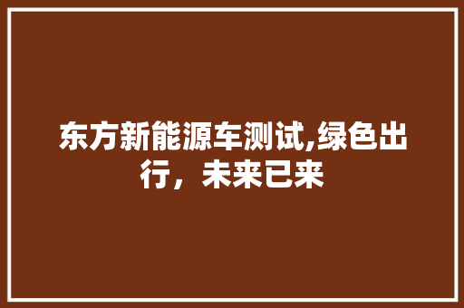 东方新能源车测试,绿色出行，未来已来 汽车展览