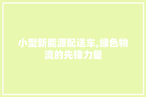 小型新能源配送车,绿色物流的先锋力量 新车资讯