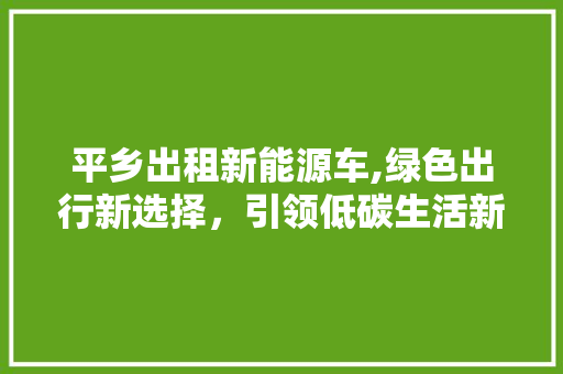 平乡出租新能源车,绿色出行新选择，引领低碳生活新风尚 汽车轮胎