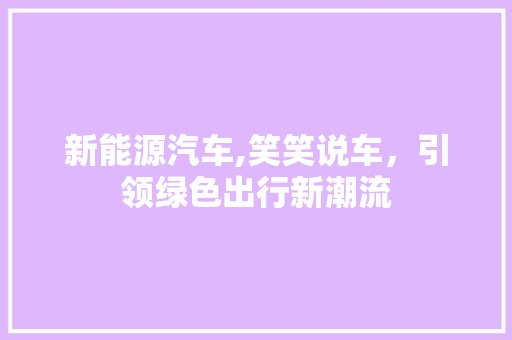 新能源汽车,笑笑说车，引领绿色出行新潮流