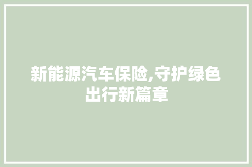 新能源汽车保险,守护绿色出行新篇章