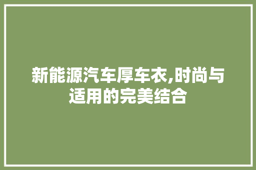 新能源汽车厚车衣,时尚与适用的完美结合