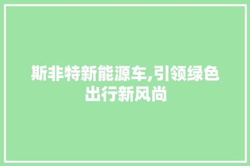 斯非特新能源车,引领绿色出行新风尚 混合动力车