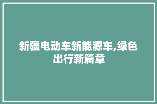 新疆电动车新能源车,绿色出行新篇章
