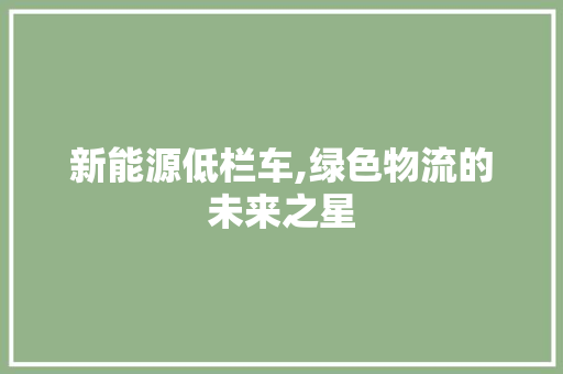 新能源低栏车,绿色物流的未来之星
