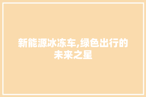 新能源冰冻车,绿色出行的未来之星
