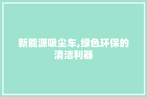 新能源吸尘车,绿色环保的清洁利器 汽车配件