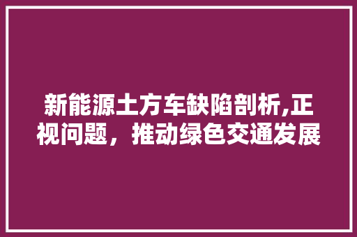 新能源土方车缺陷剖析,正视问题，推动绿色交通发展 汽车轮胎