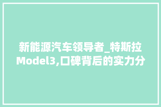 新能源汽车领导者_特斯拉Model3,口碑背后的实力分析 车载导航