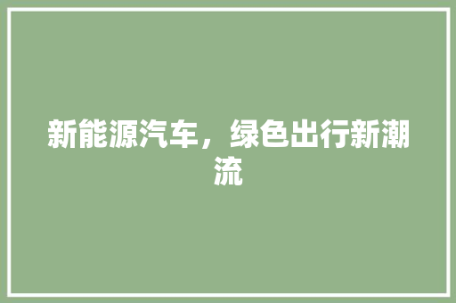 新能源汽车，绿色出行新潮流 汽车保养