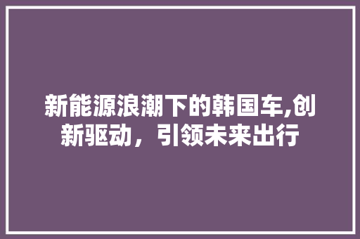 新能源浪潮下的韩国车,创新驱动，引领未来出行 车载导航