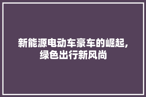 新能源电动车豪车的崛起,绿色出行新风尚