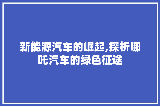 新能源汽车的崛起,探析哪吒汽车的绿色征途 新能源汽车