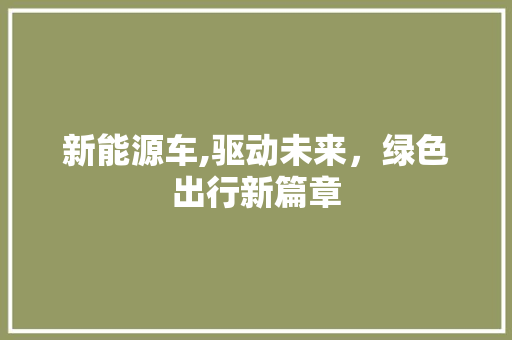 新能源车,驱动未来，绿色出行新篇章 混合动力车