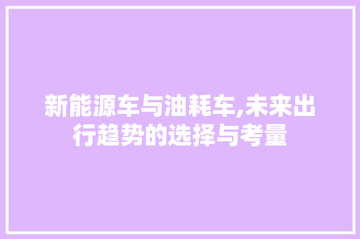 新能源车与油耗车,未来出行趋势的选择与考量 汽车轮胎