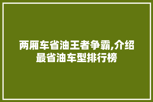 两厢车省油王者争霸,介绍最省油车型排行榜