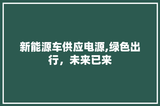 新能源车供应电源,绿色出行，未来已来