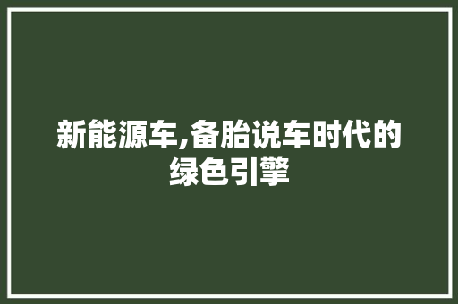 新能源车,备胎说车时代的绿色引擎 自动驾驶
