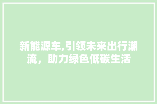 新能源车,引领未来出行潮流，助力绿色低碳生活 汽车配件