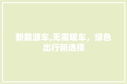 新能源车,无需暖车，绿色出行新选择 汽车保养