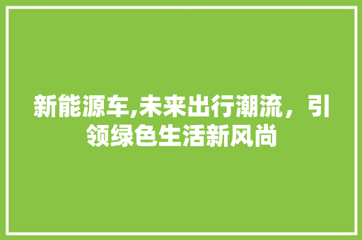 新能源车,未来出行潮流，引领绿色生活新风尚