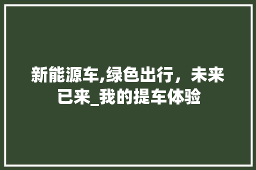 新能源车,绿色出行，未来已来_我的提车体验 车联网技术