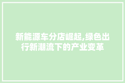 新能源车分店崛起,绿色出行新潮流下的产业变革 车型评测