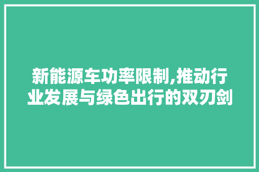 新能源车功率限制,推动行业发展与绿色出行的双刃剑 汽车轮胎
