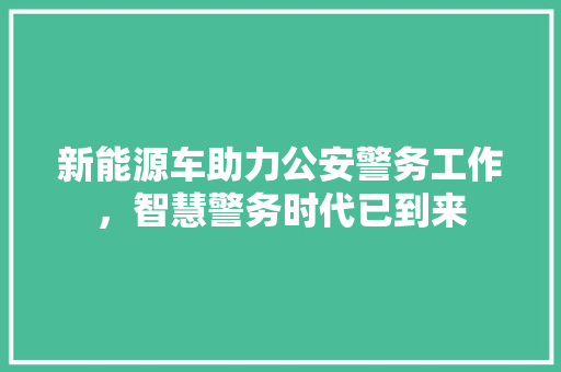 新能源车助力公安警务工作，智慧警务时代已到来 汽车保养