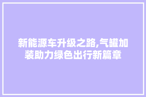 新能源车升级之路,气罐加装助力绿色出行新篇章
