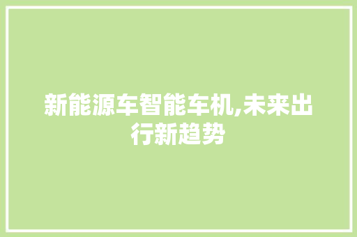新能源车智能车机,未来出行新趋势