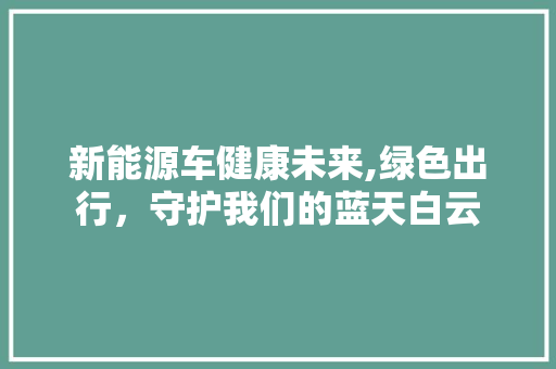 新能源车健康未来,绿色出行，守护我们的蓝天白云 智能驾驶