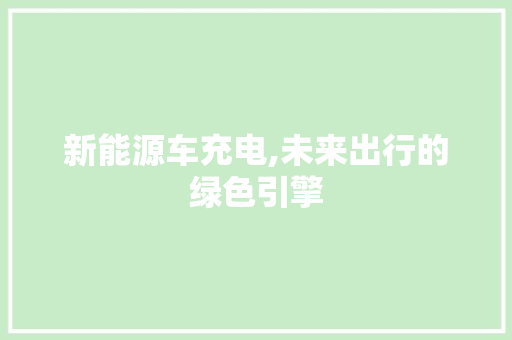新能源车充电,未来出行的绿色引擎 新车资讯