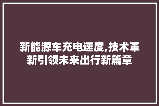 新能源车充电速度,技术革新引领未来出行新篇章 自动驾驶