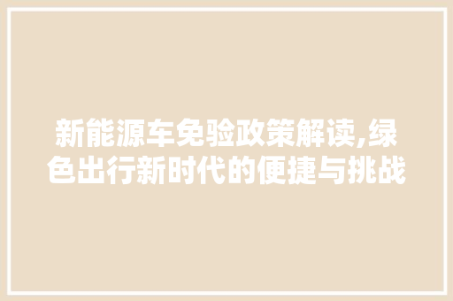 新能源车免验政策解读,绿色出行新时代的便捷与挑战