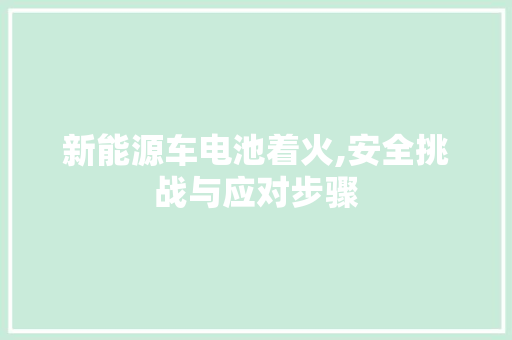 新能源车电池着火,安全挑战与应对步骤
