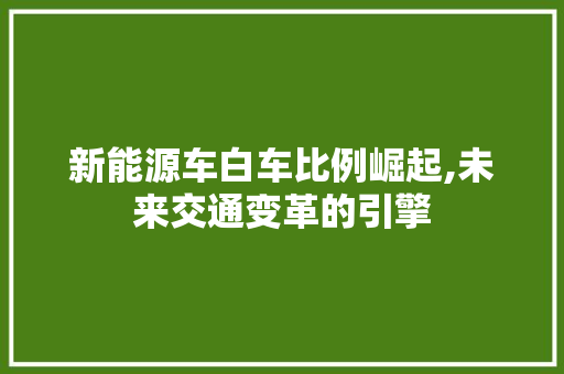 新能源车白车比例崛起,未来交通变革的引擎 混合动力车