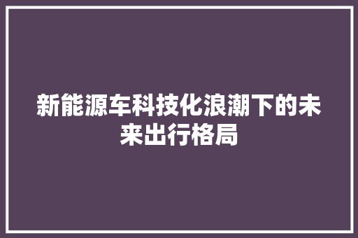 新能源车科技化浪潮下的未来出行格局