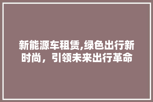 新能源车租赁,绿色出行新时尚，引领未来出行革命 汽车配件