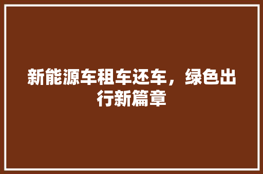 新能源车租车还车，绿色出行新篇章