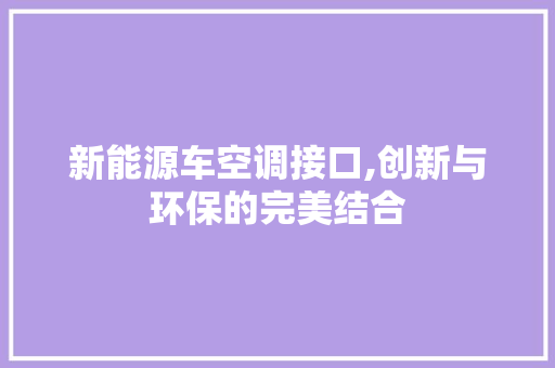 新能源车空调接口,创新与环保的完美结合 智能驾驶