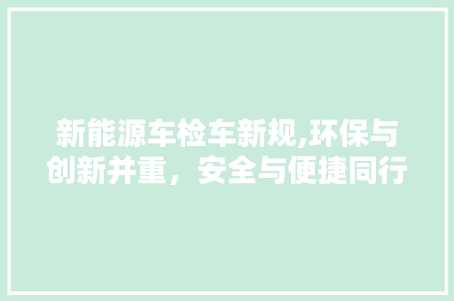 新能源车检车新规,环保与创新并重，安全与便捷同行