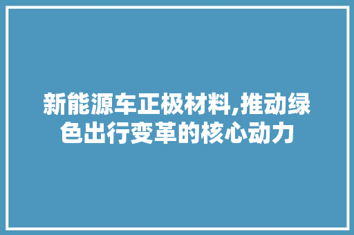 新能源车正极材料,推动绿色出行变革的核心动力 新能源汽车