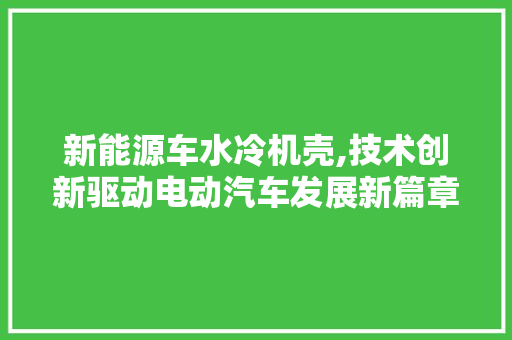 新能源车水冷机壳,技术创新驱动电动汽车发展新篇章 自动驾驶