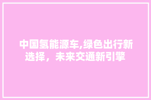 中国氢能源车,绿色出行新选择，未来交通新引擎